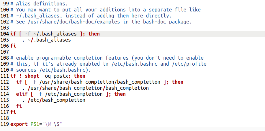 updated bashrc content